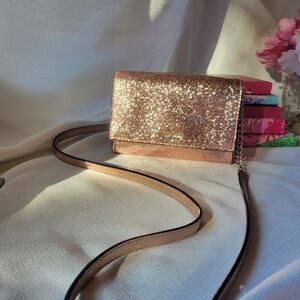 Kate Spade Rose Gold Glitter Crossbody w/Storybook Lining